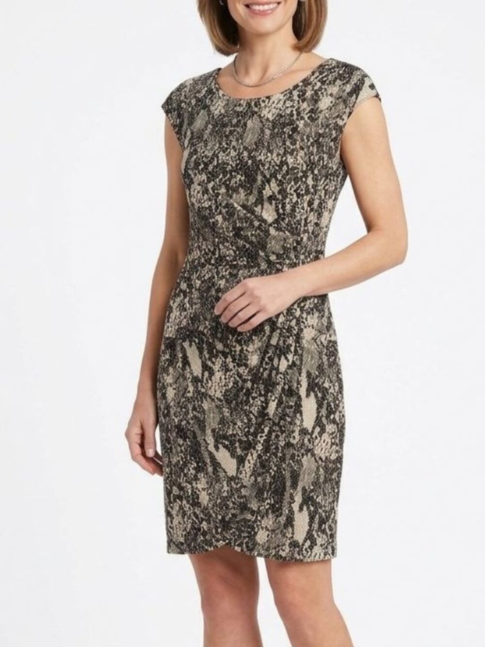 Kenneth Cole New York Snakeskin Print Faux Wrap Sheath Dress size 6